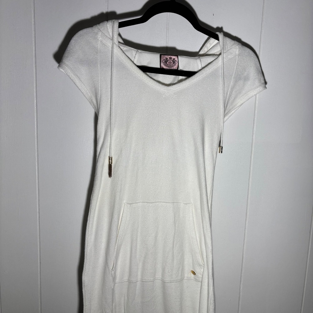 Juicy Couture 2011 White Hooded Terry Cloth Slit Swim Coverup Maxi Small Petite